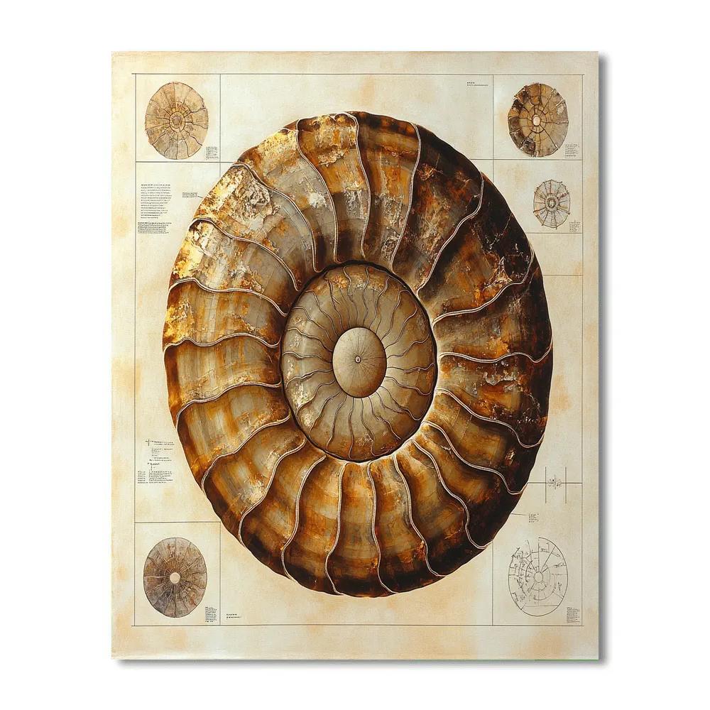 Leonardo Da Vinci Inspired Fossil Spiral Study paint by number