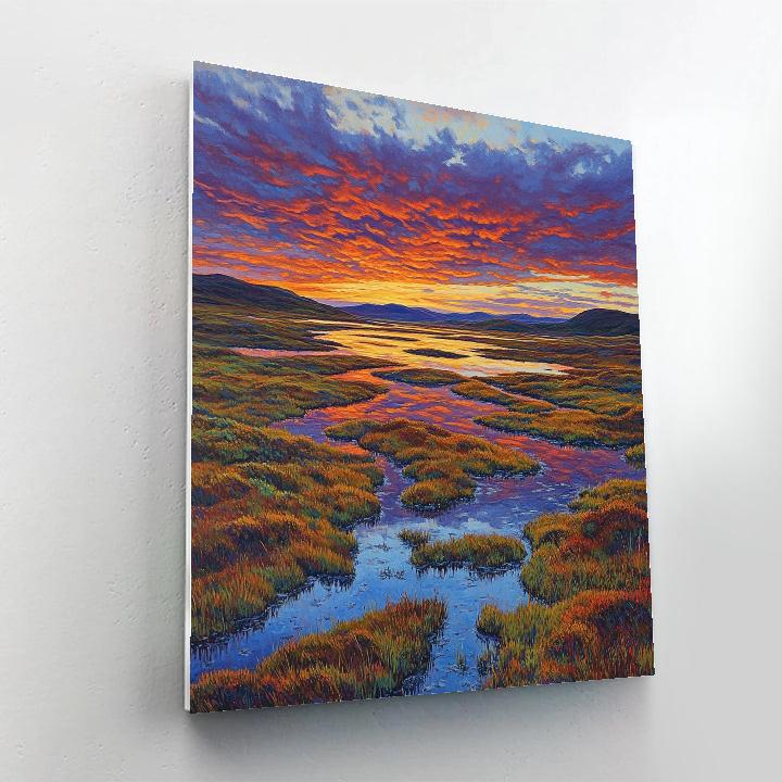 Frederick Varley Inspired Ember Dusk Above Northern Bog DIY paint by numbers