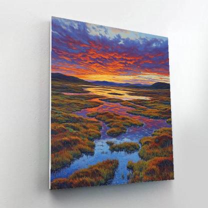 Frederick Varley Inspired Ember Dusk Above Northern Bog DIY paint by numbers