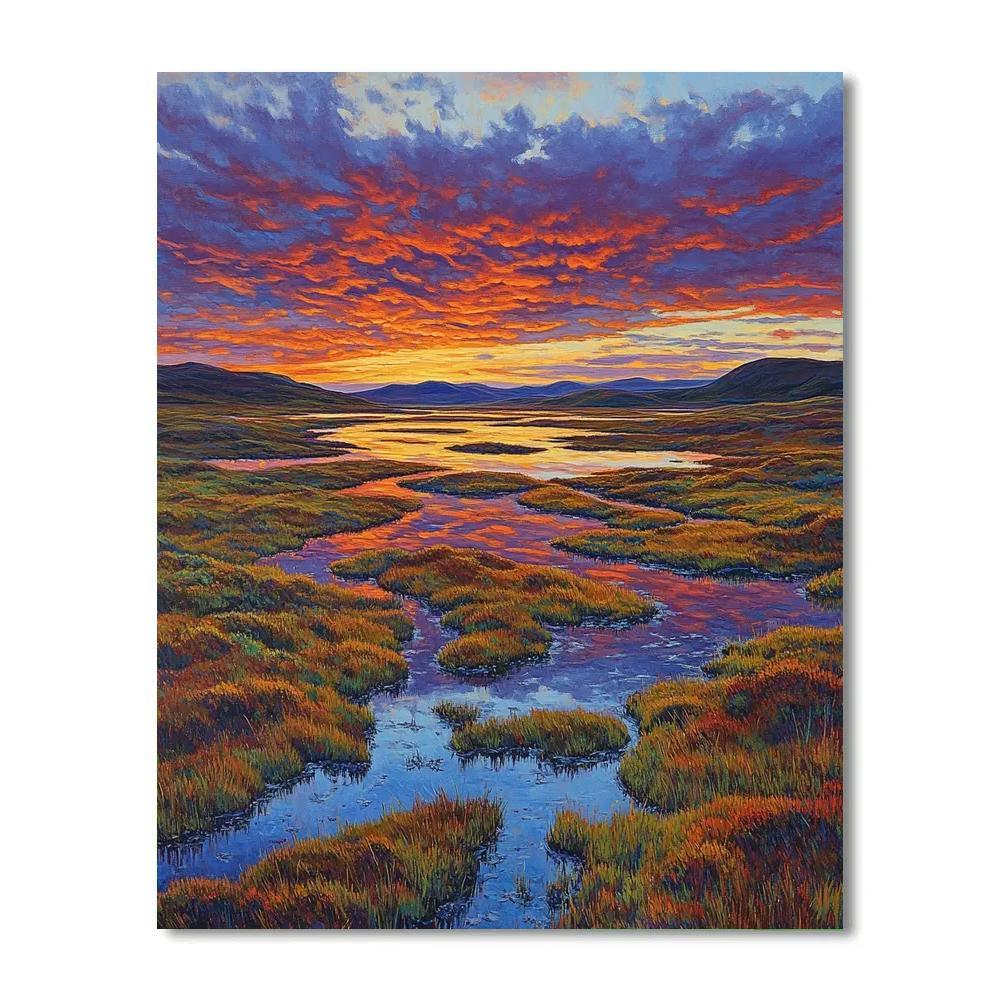 Frederick Varley Inspired Ember Dusk Above Northern Bog DIY paint by numbers