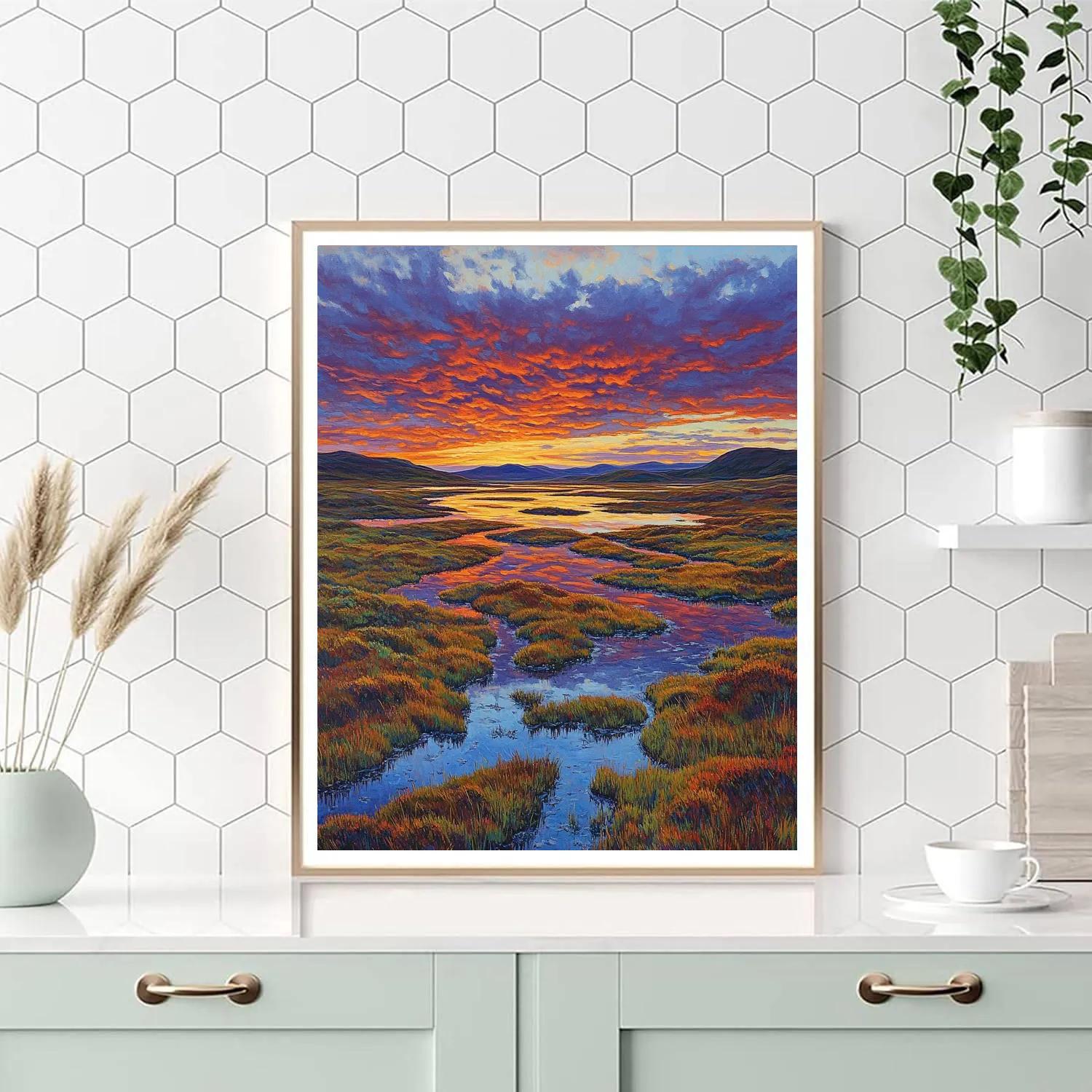 Frederick Varley Inspired Ember Dusk Above Northern Bog DIY paint by numbers