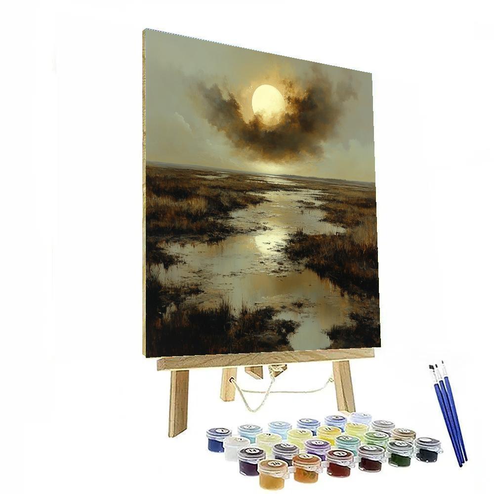 Francisco Goya Inspired Nebulous Moon Over Twisted Marsh Number painting