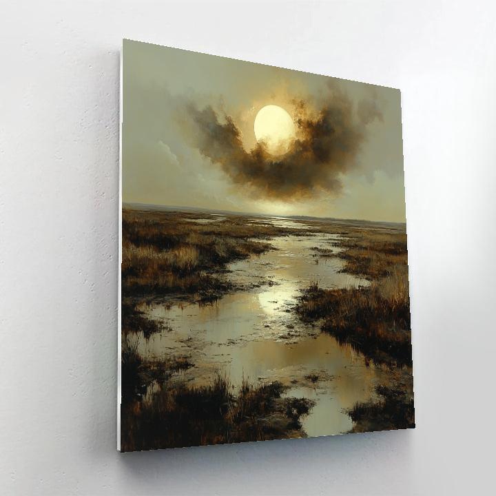 Francisco Goya Inspired Nebulous Moon Over Twisted Marsh Number painting