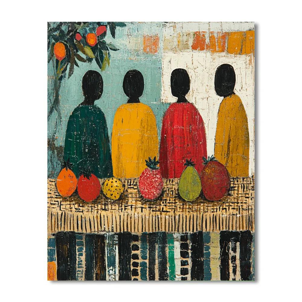 Gauguin Inspired Tropical Market paint by numbers