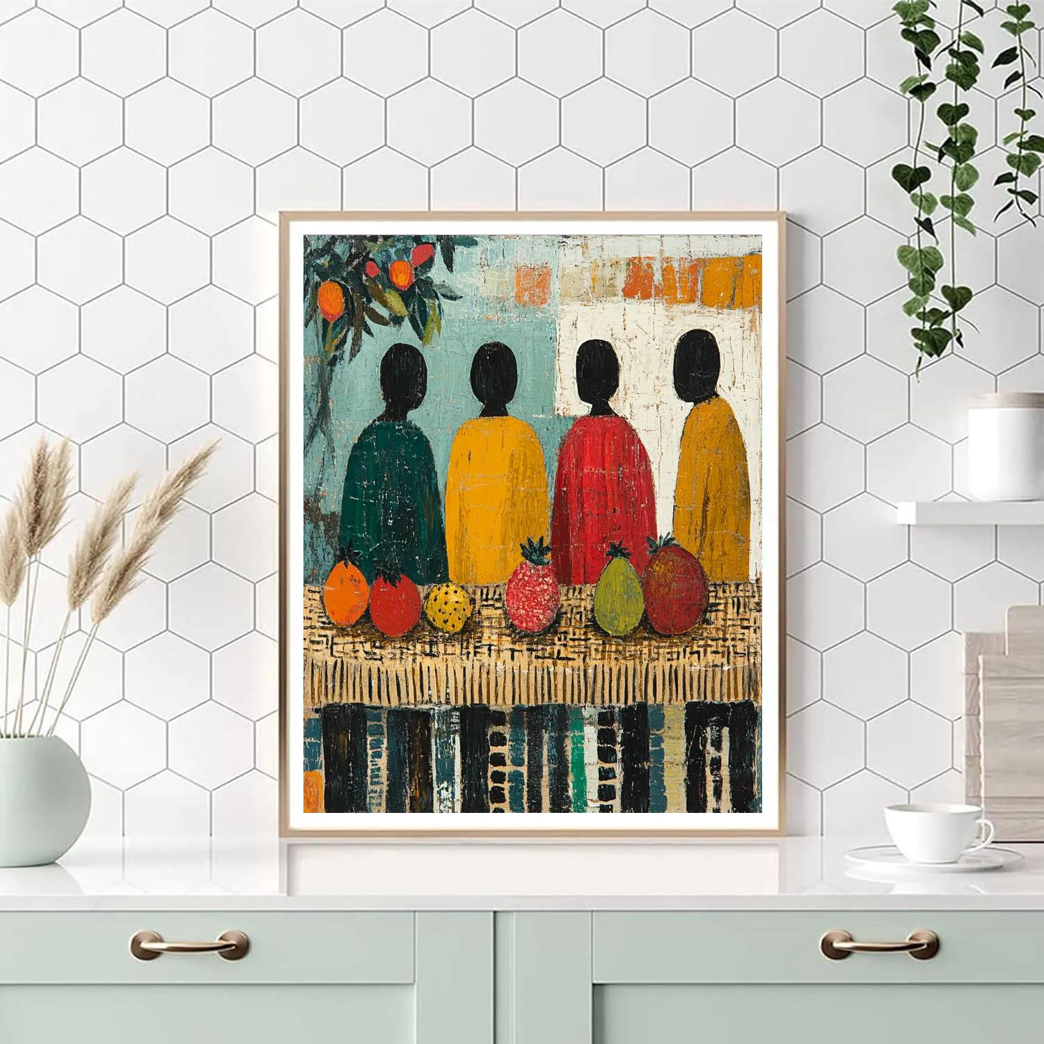 Gauguin Inspired Tropical Market paint by numbers