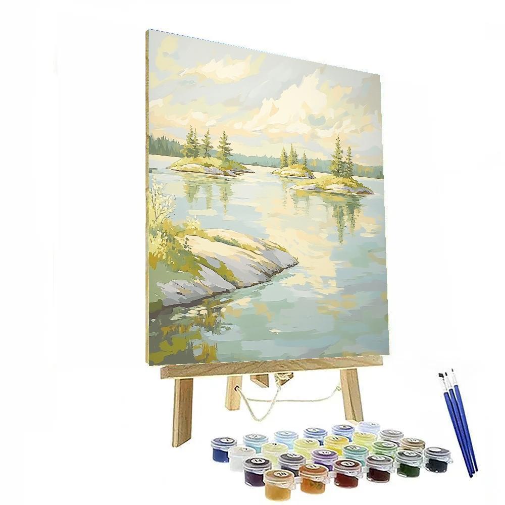 Franklin Carmichael Inspired Spring Islands On Shimmering Lake paint by number