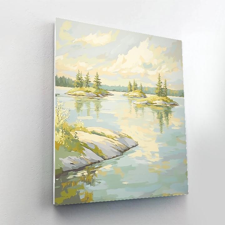 Franklin Carmichael Inspired Spring Islands On Shimmering Lake paint by number