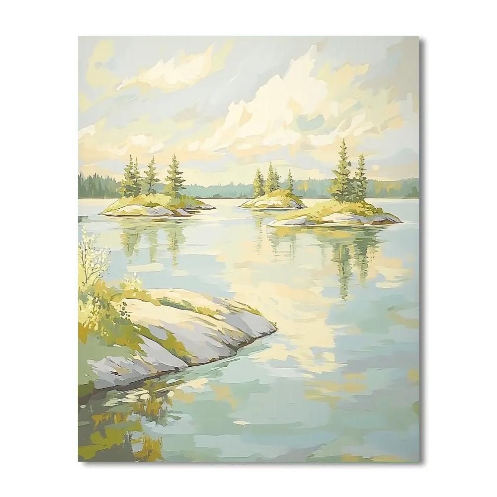Franklin Carmichael Inspired Spring Islands On Shimmering Lake paint by number