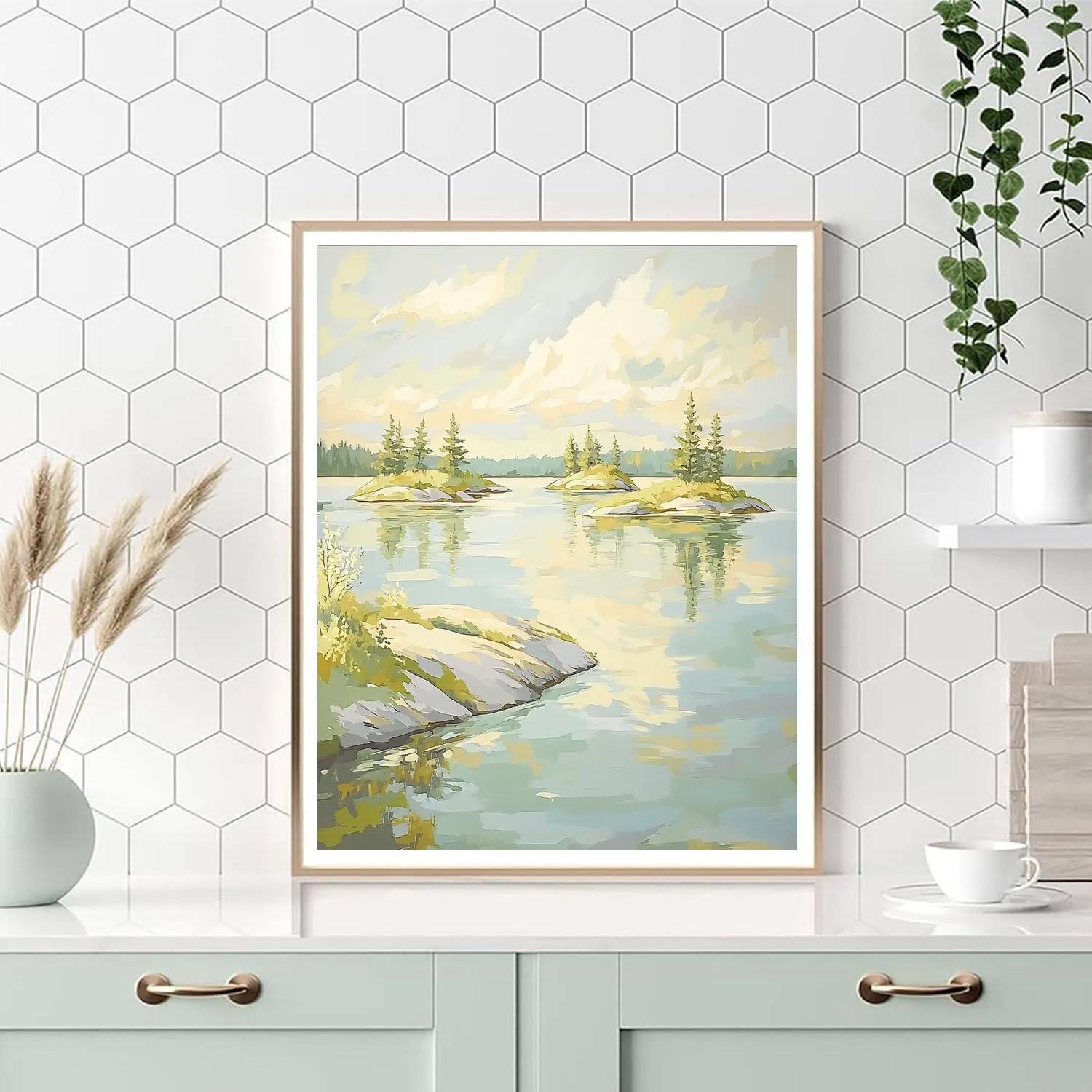 Franklin Carmichael Inspired Spring Islands On Shimmering Lake paint by number