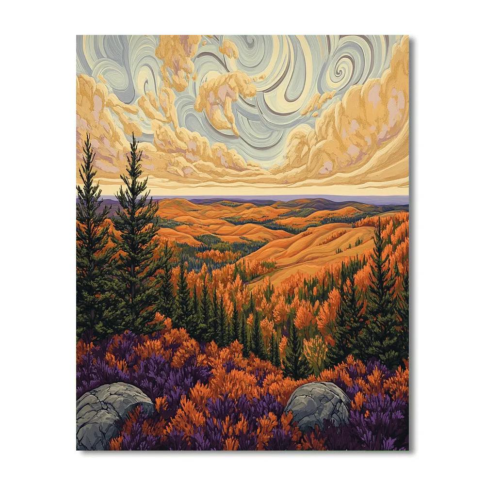 J E H MacDonald Inspired Algoma Ridge In Copper Autumn Light Painting by numbers kit