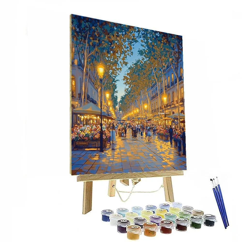Evening On La Rambla Barcelona Spain Paint by numbers kits