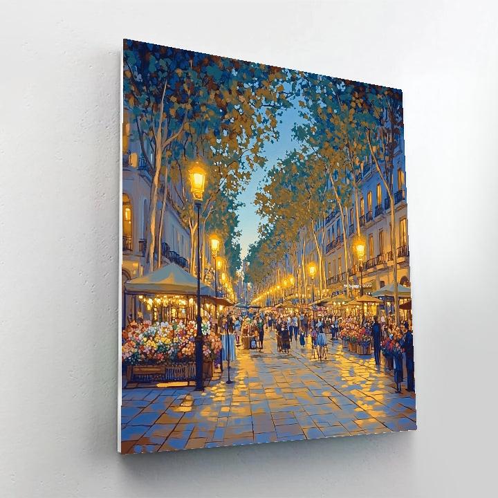 Evening On La Rambla Barcelona Spain Paint by numbers kits
