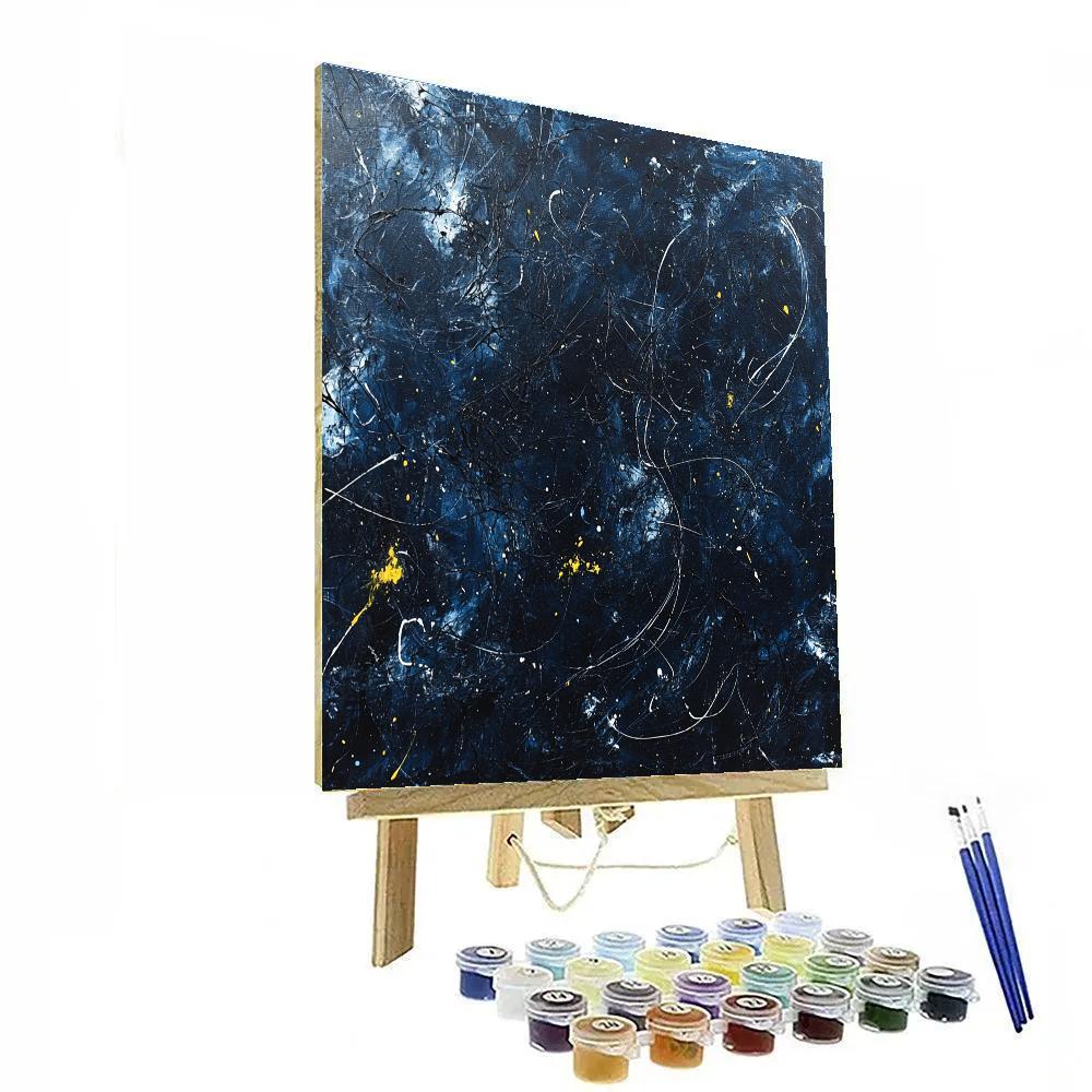 Jackson Pollock Inspired Midnight Electric Storm Field painting number kit