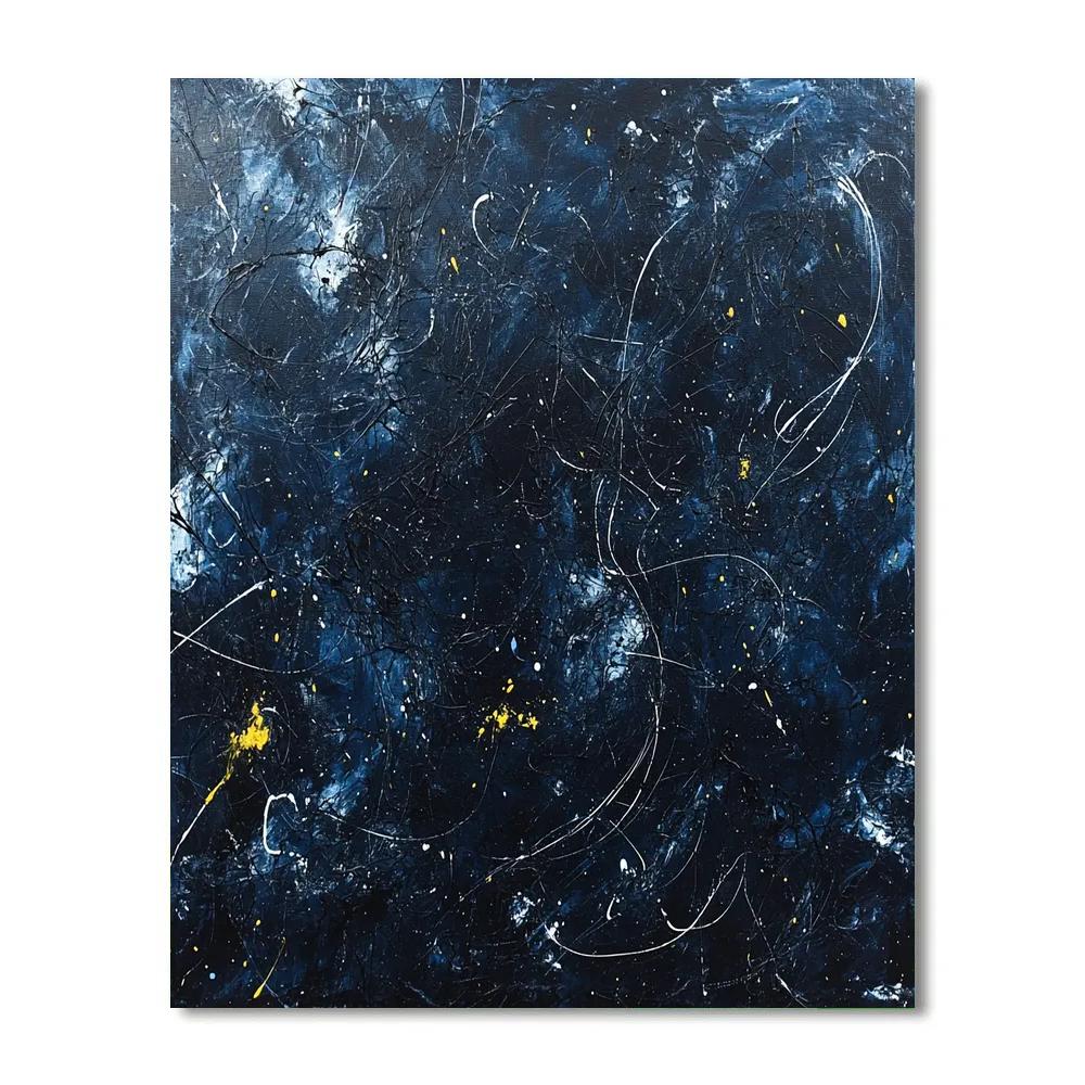 Jackson Pollock Inspired Midnight Electric Storm Field painting number kit