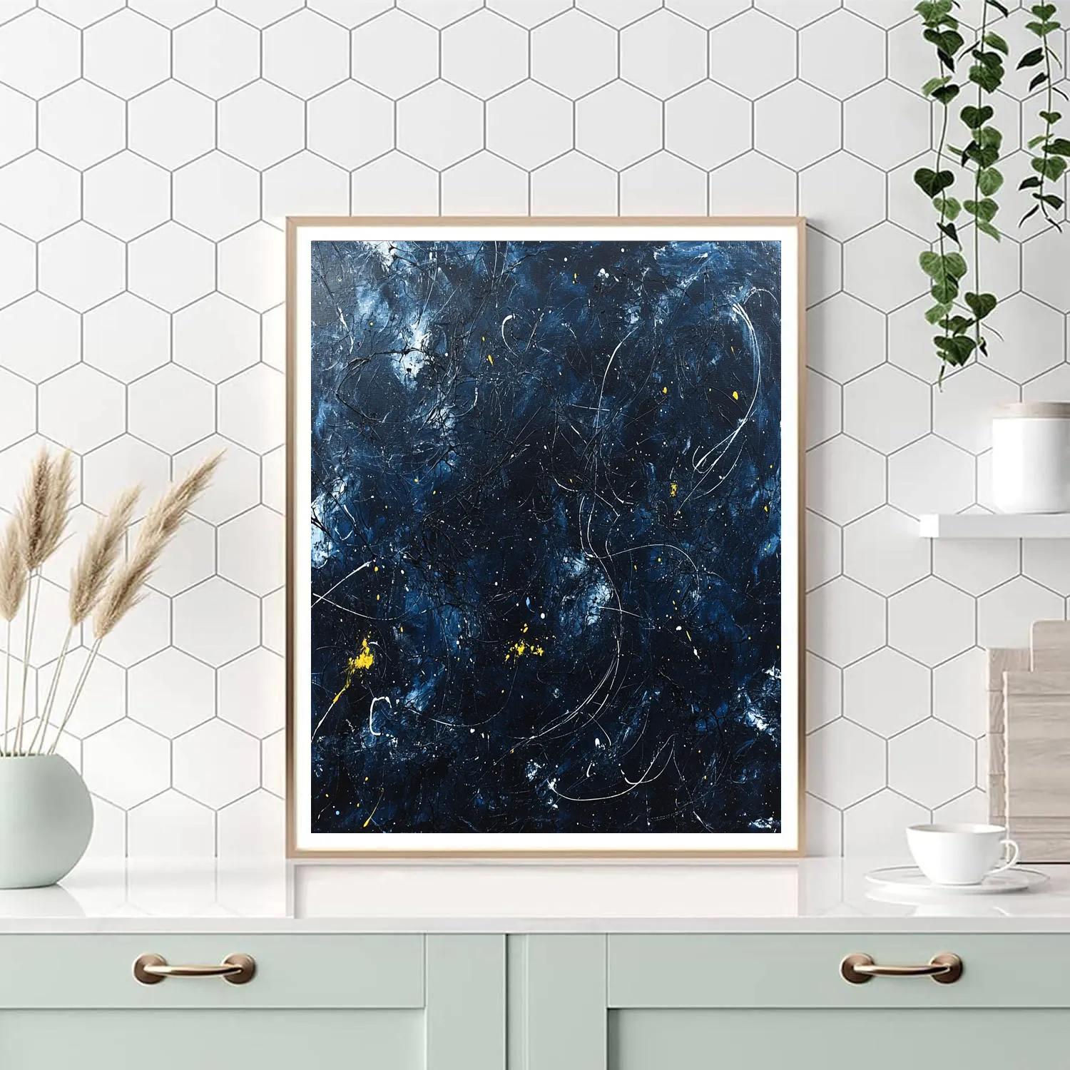 Jackson Pollock Inspired Midnight Electric Storm Field painting number kit