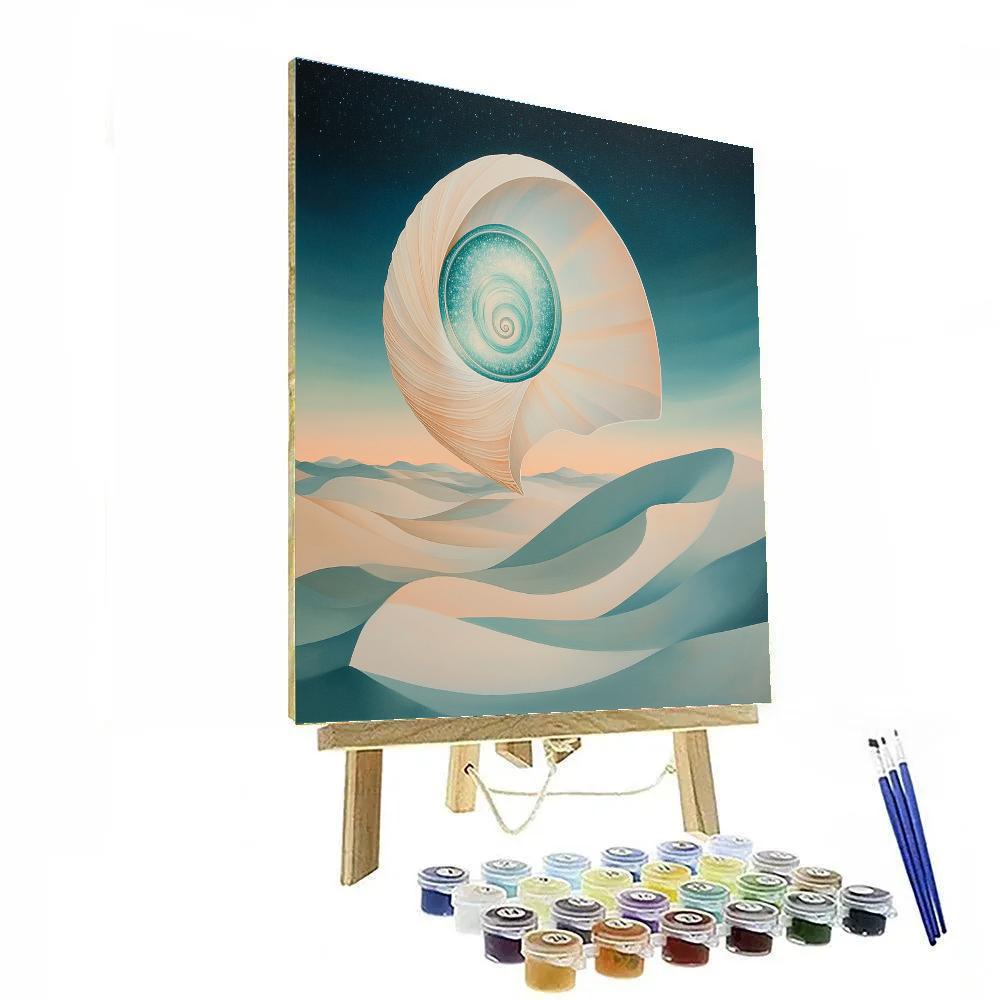 Georgia OKeeffe Inspired Galaxy Shell Over Sand Dunes Number painting