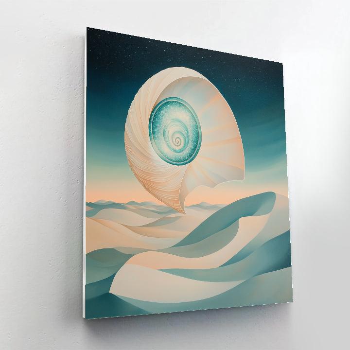 Georgia OKeeffe Inspired Galaxy Shell Over Sand Dunes Number painting
