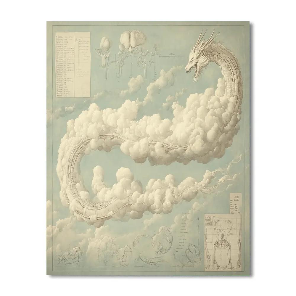 Leonardo Da Vinci Inspired Dragon Cloud Anatomy Paint by numbers kits