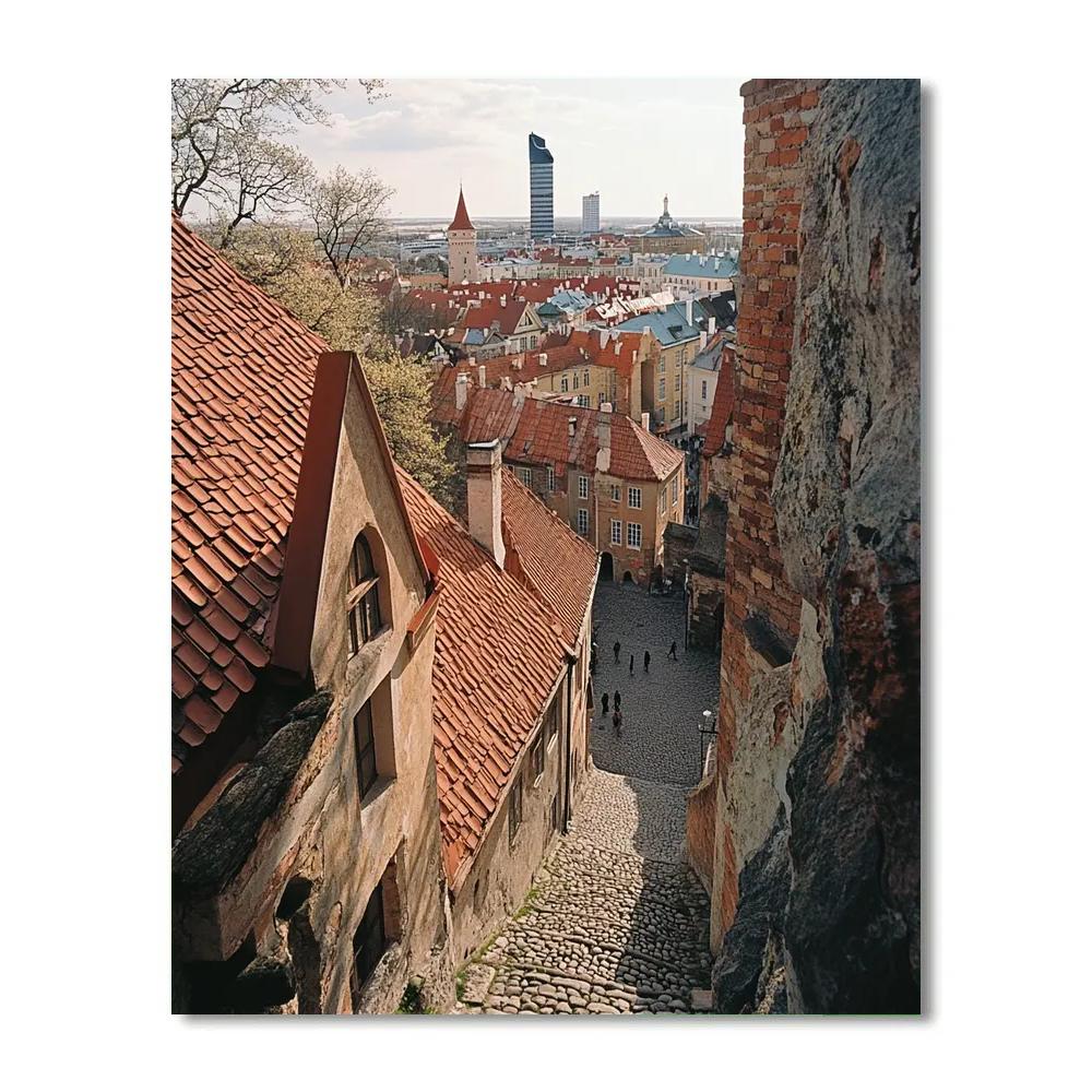 Rooftop View Over Old Town Tallinn Estonia Number painting