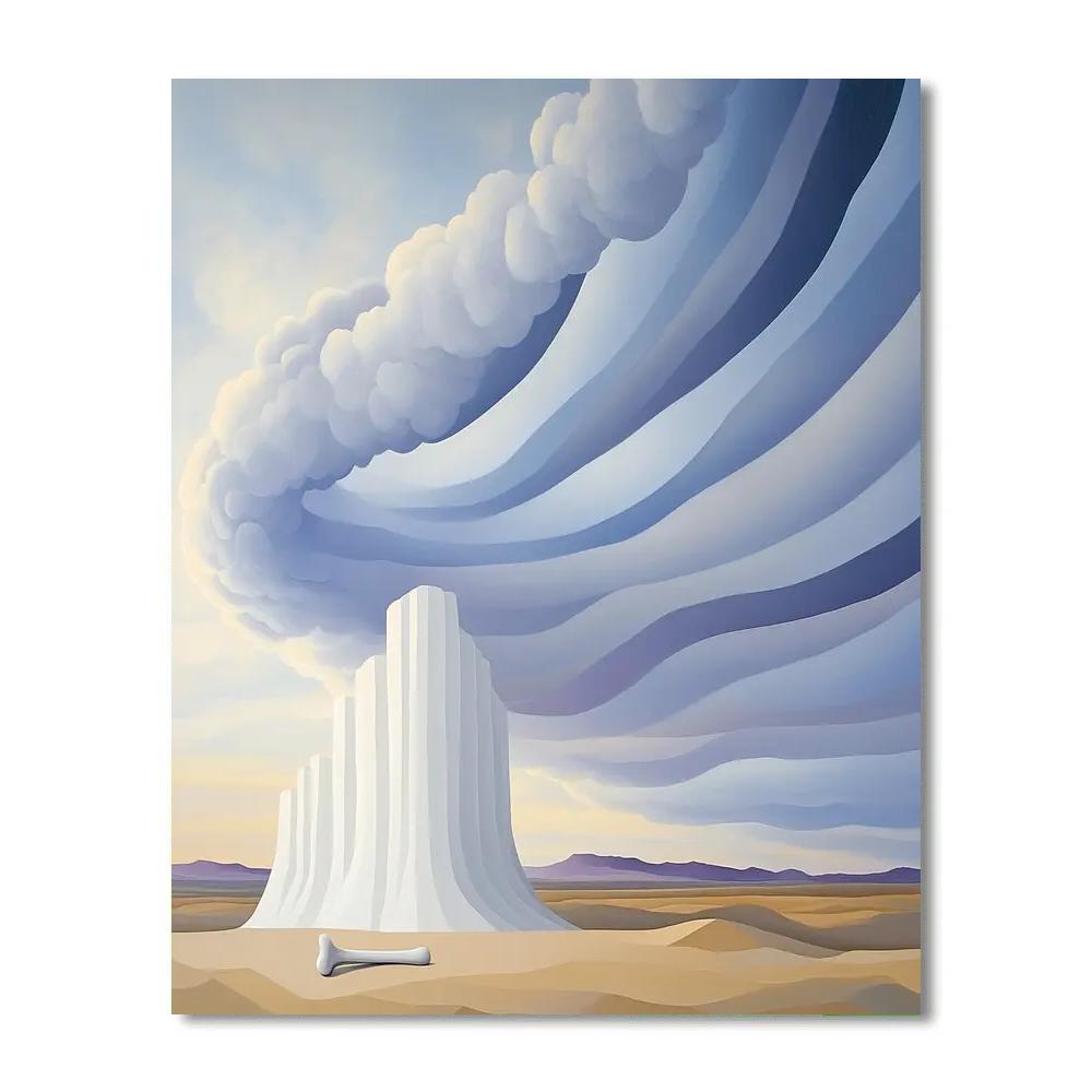 Georgia OKeeffe Inspired Cosmic Cloud Above Bone White Mesa paint by numbers