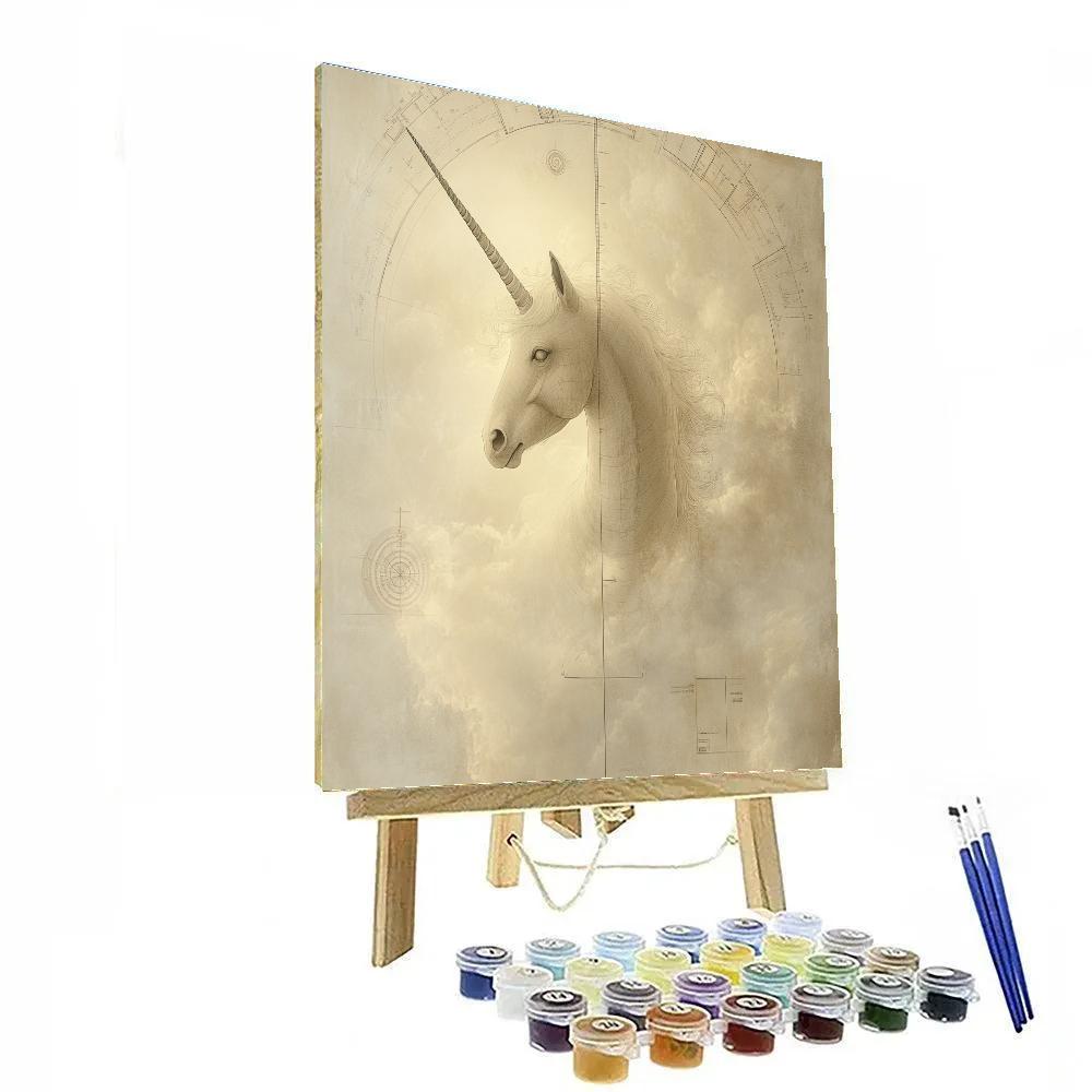 Leonardo Da Vinci Inspired Unicorn Of Mist And Light Numbered painting kits