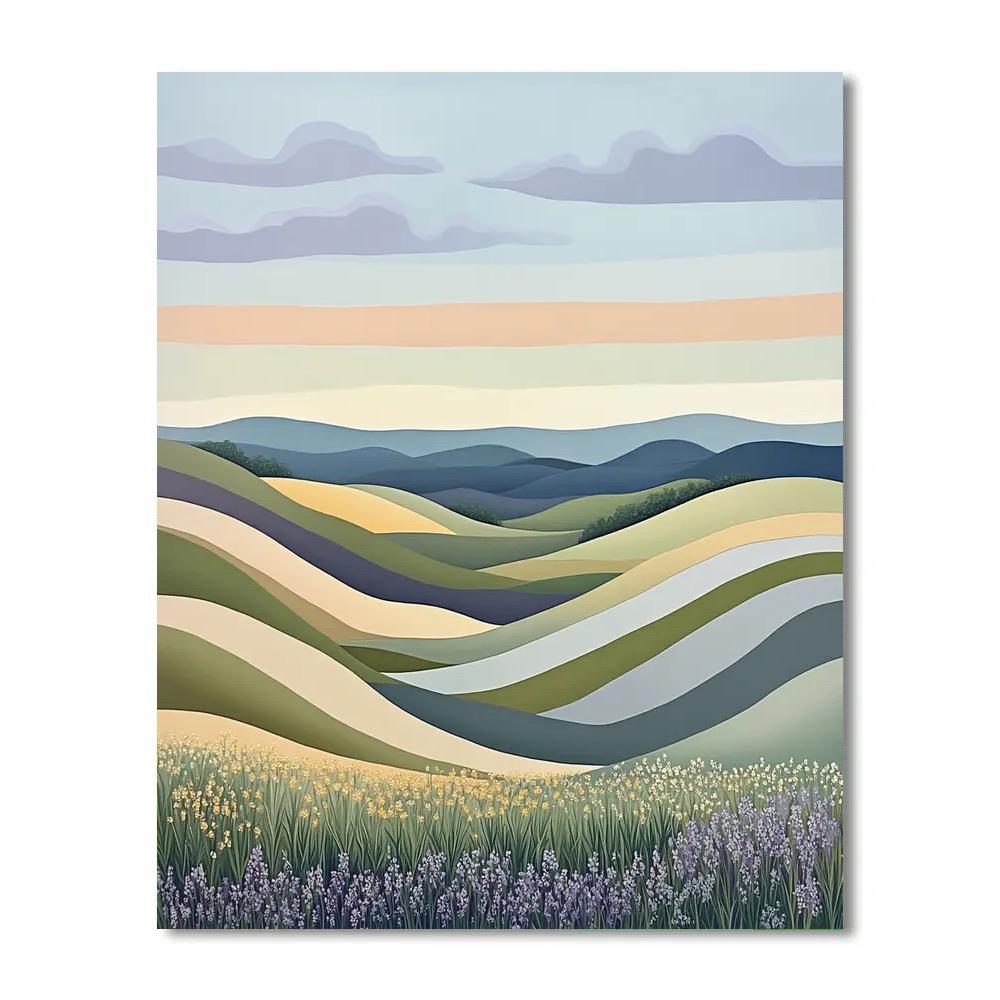 J E H MacDonald Inspired Spring Meadow With Rhythmic Cloud Bands Numbered painting kits