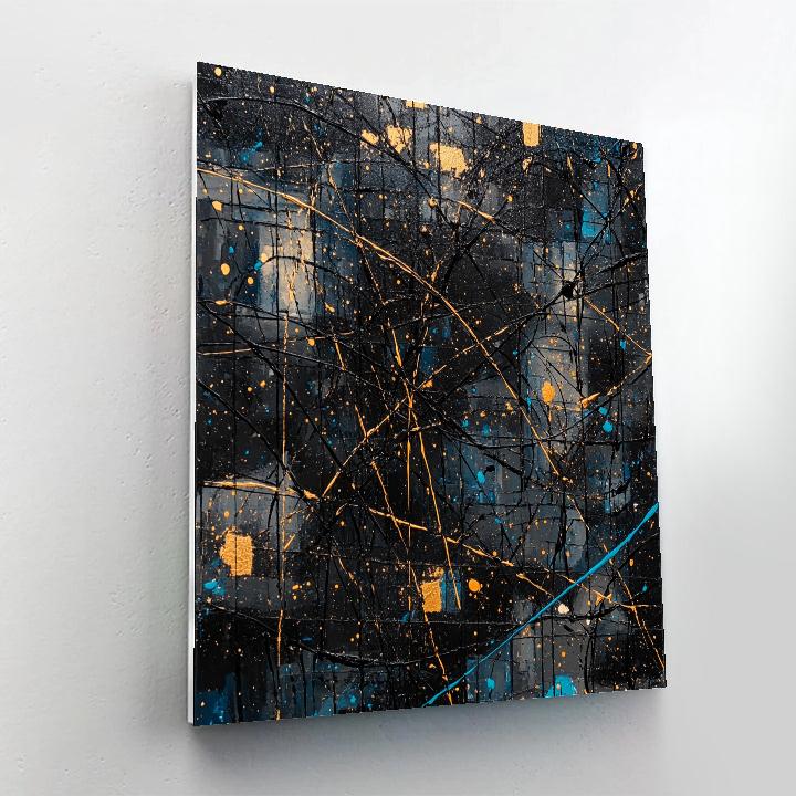 Jackson Pollock Inspired Metallic Night Grid Of Motion painting number kit