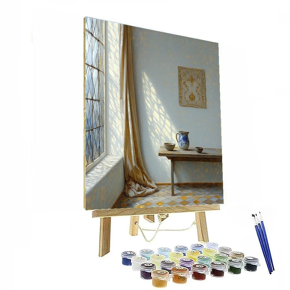 Johannes Vermeer Inspired Delft Window With Lapis Light Numbered painting kits
