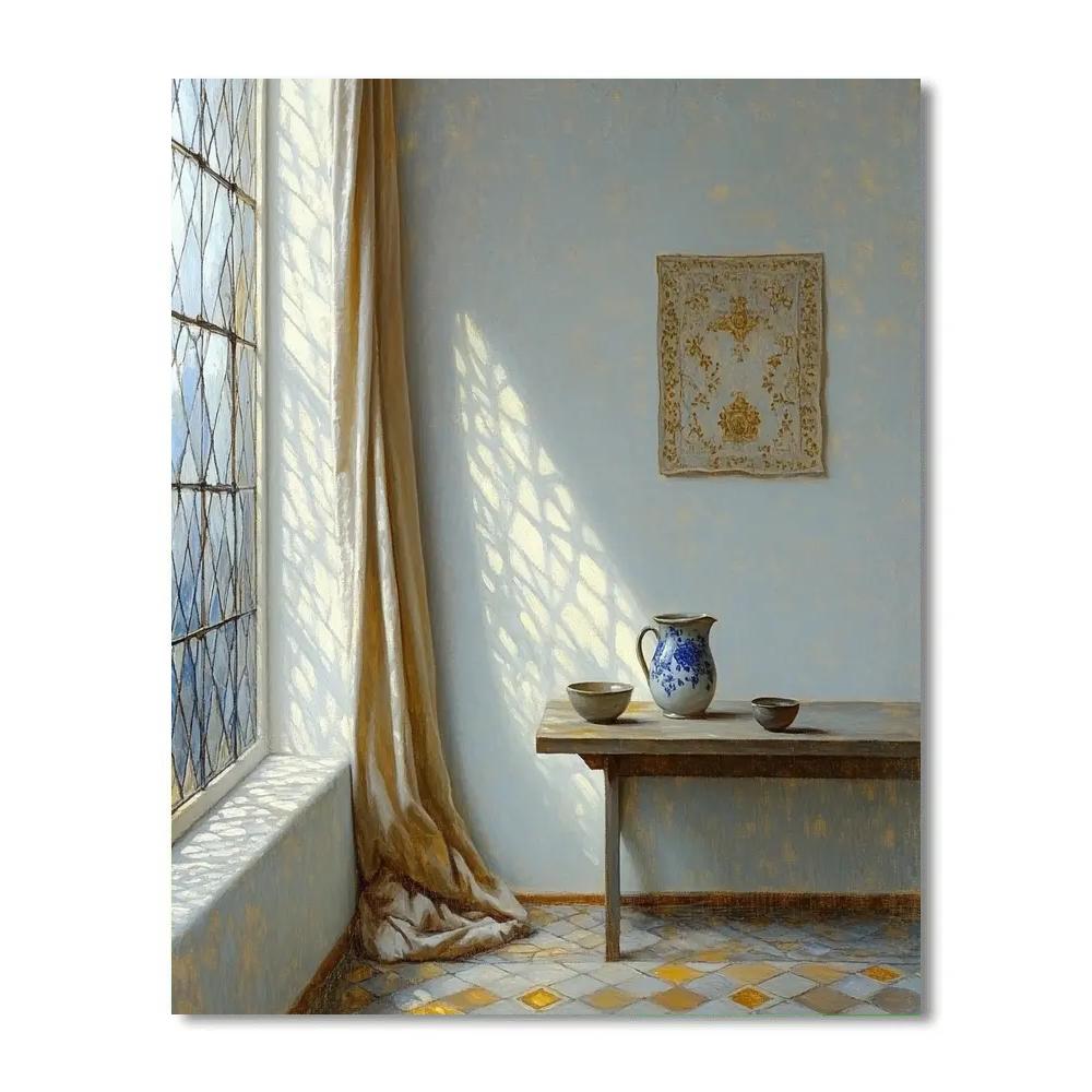 Johannes Vermeer Inspired Delft Window With Lapis Light Numbered painting kits