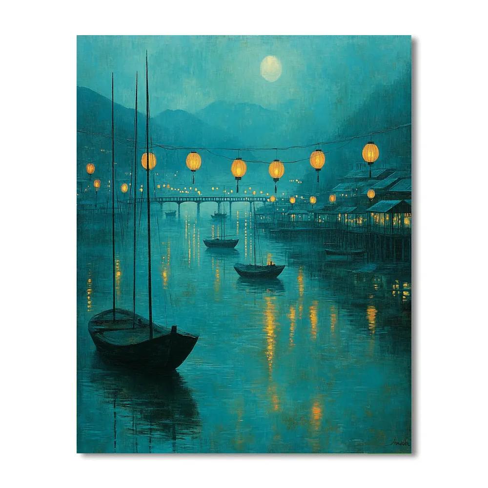 Whistler Inspired Nocturne River Lights Number painting