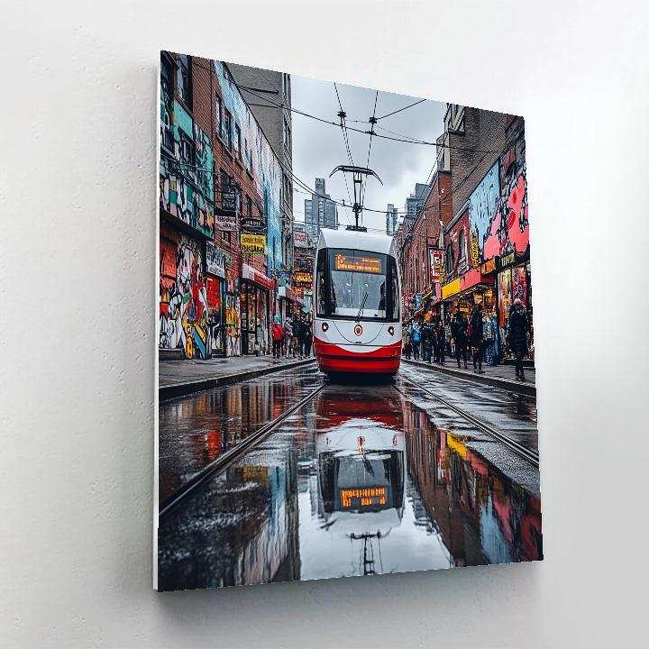 Streetcar On Queen Street West Toronto Canada paint by color