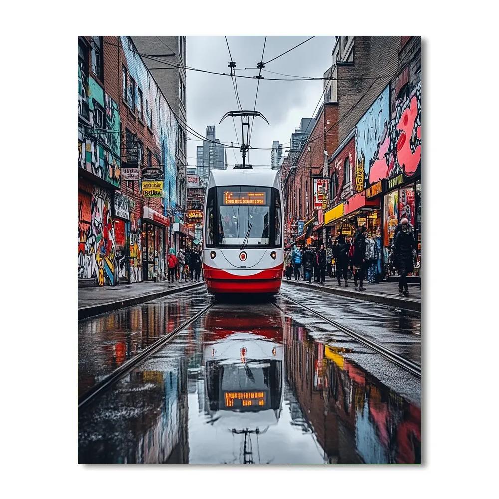 Streetcar On Queen Street West Toronto Canada paint by color