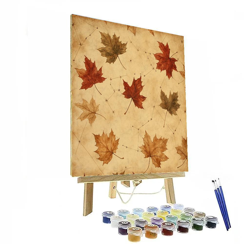 Leonardo Da Vinci Inspired Autumn Leaf Constellation Paint by numbers art