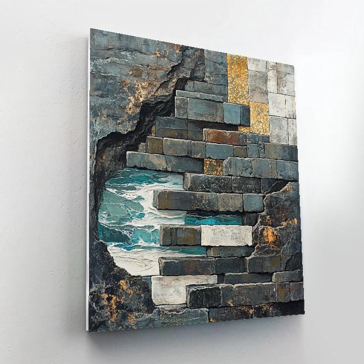 Jean Paul Riopelle Inspired Tidal Rock Ledges In Mosaic Blocks paint by numbers