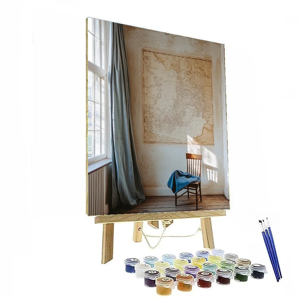 Johannes Vermeer Inspired Still Life Of Map Wall And Sunlit Chair Painting by numbers kit