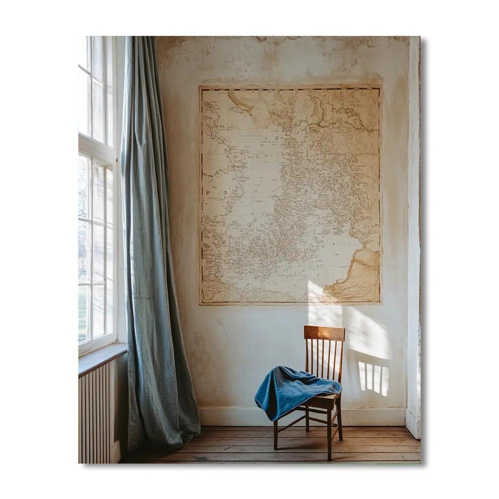 Johannes Vermeer Inspired Still Life Of Map Wall And Sunlit Chair Painting by numbers kit