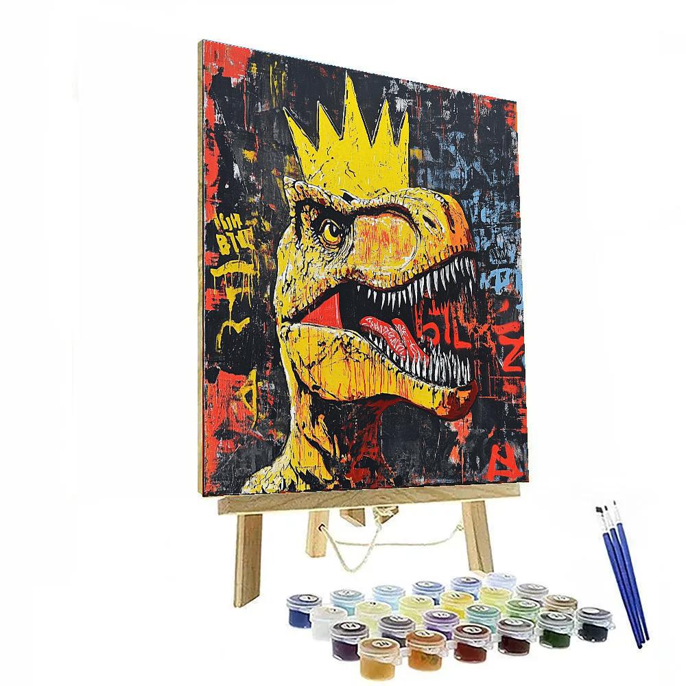 Basquiat Inspired Crowned Dinosaur paint by number