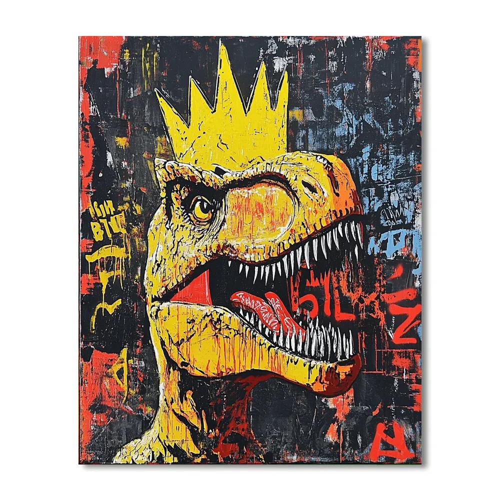 Basquiat Inspired Crowned Dinosaur paint by number