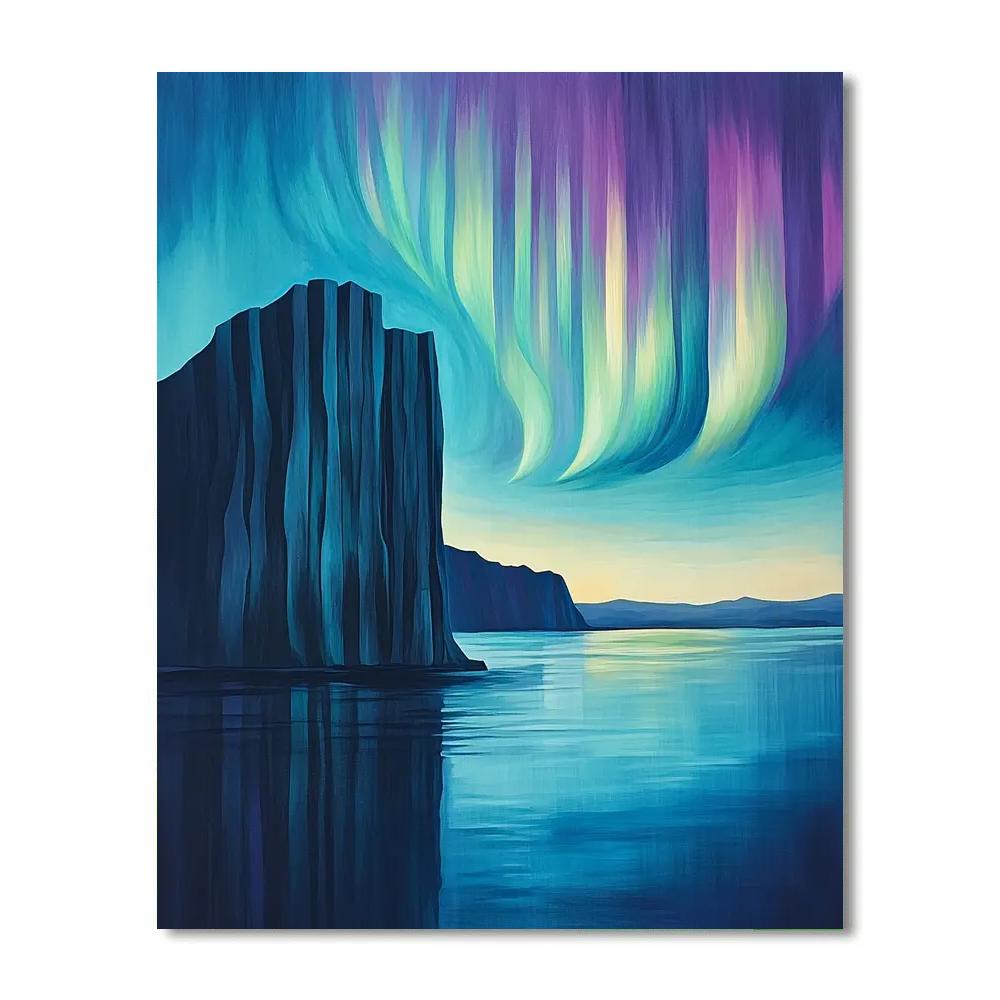 Lawren Harris Inspired Aurora Above Basalt Headland DIY paint by numbers