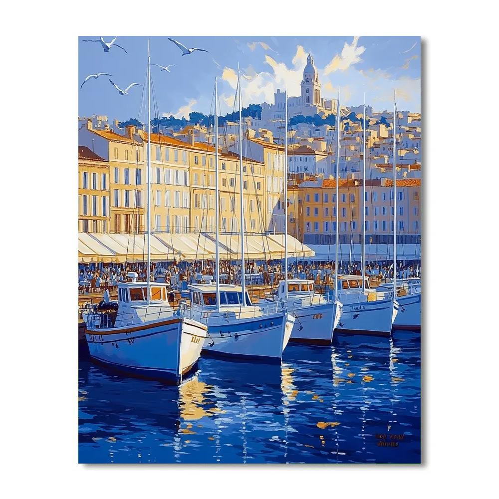 Old Port Promenade Marseille France paint by number