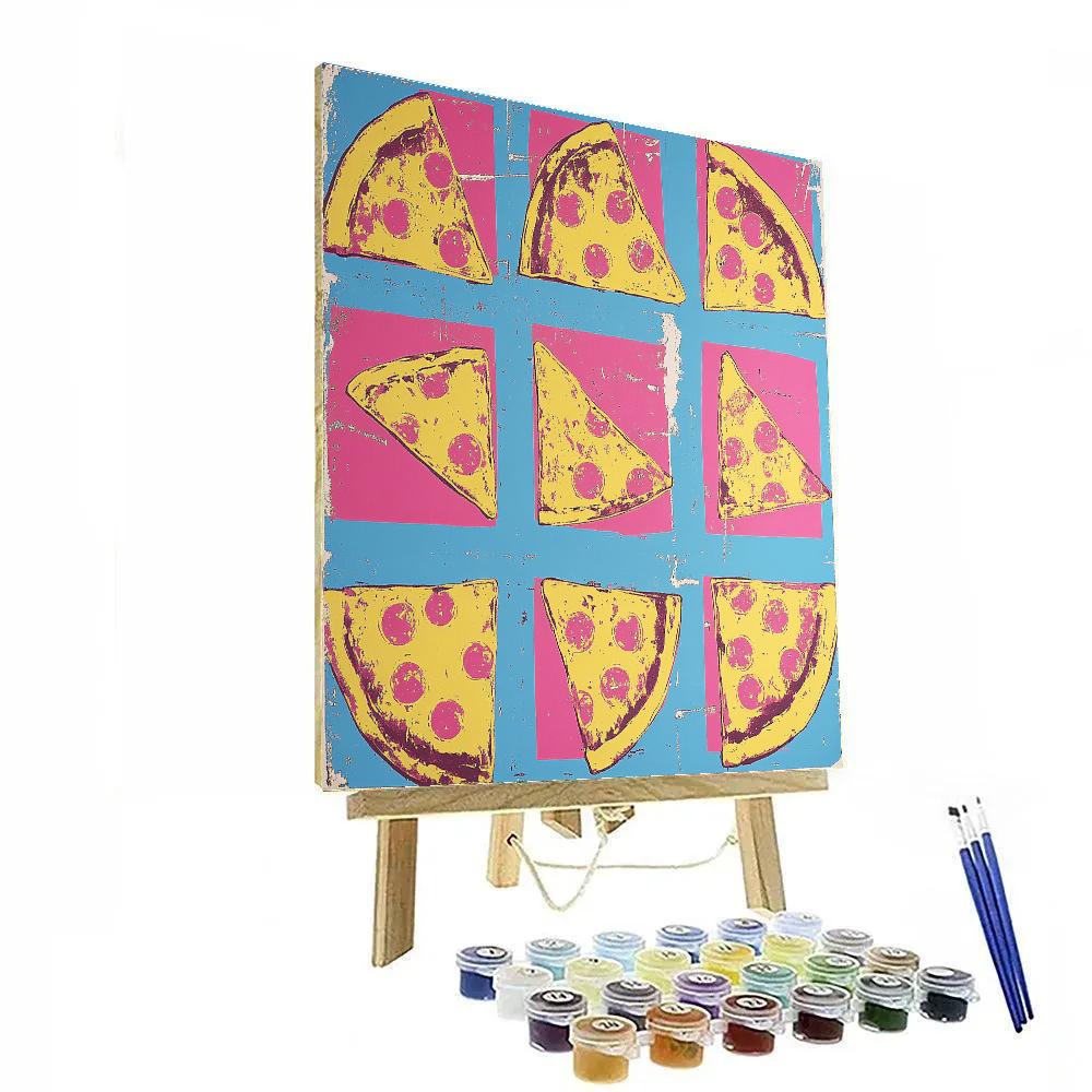 Warhol Inspired Neon Pizza Slices Number painting