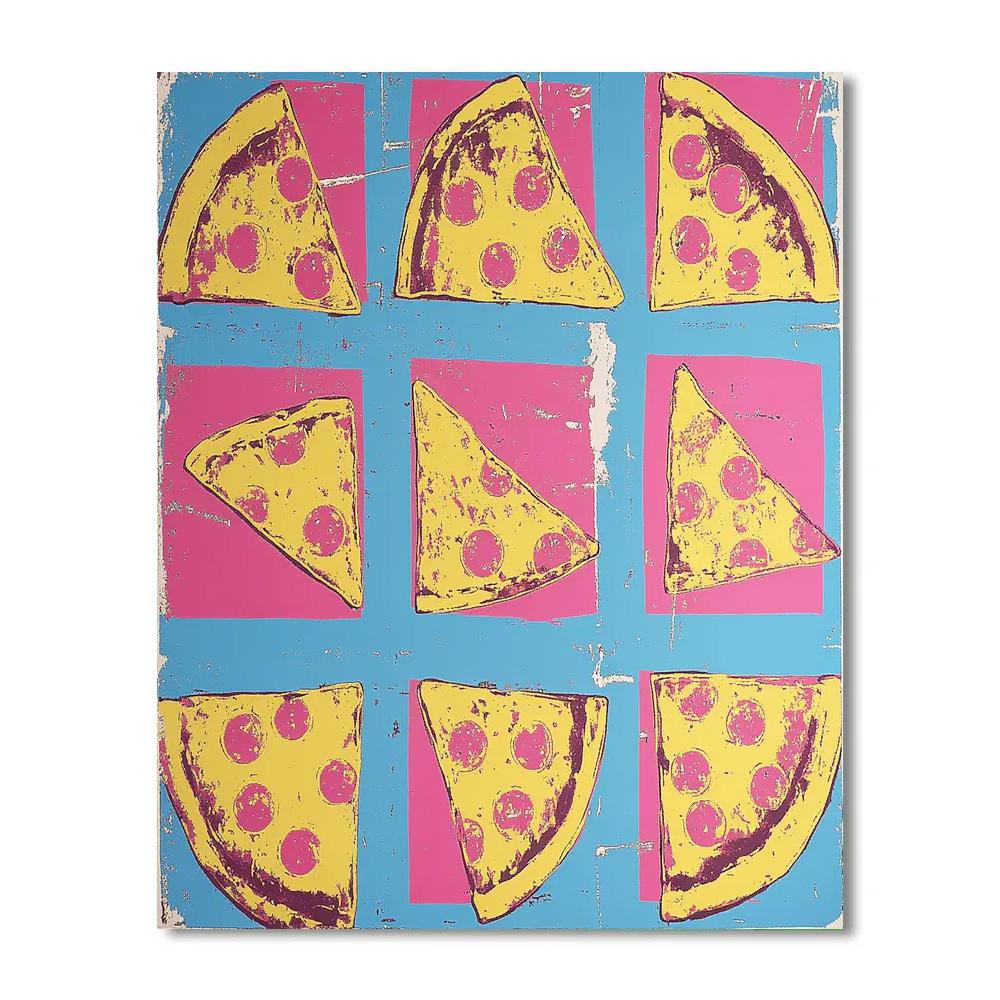 Warhol Inspired Neon Pizza Slices Number painting
