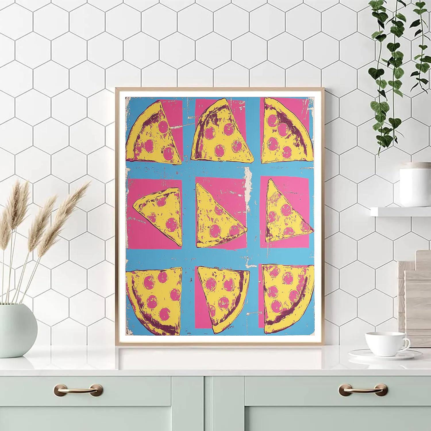 Warhol Inspired Neon Pizza Slices Number painting