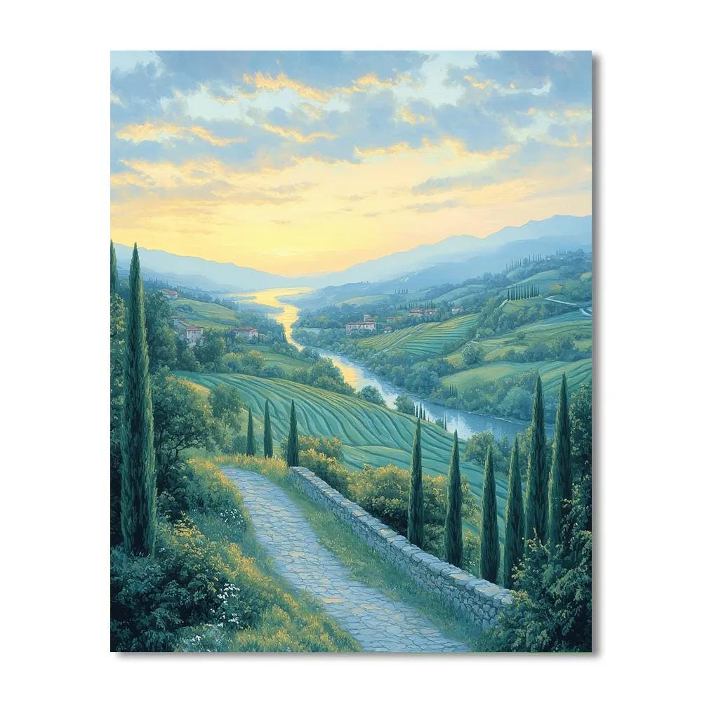Raphael Inspired Luminous Valley With Terraced Hills Paint by numbers art