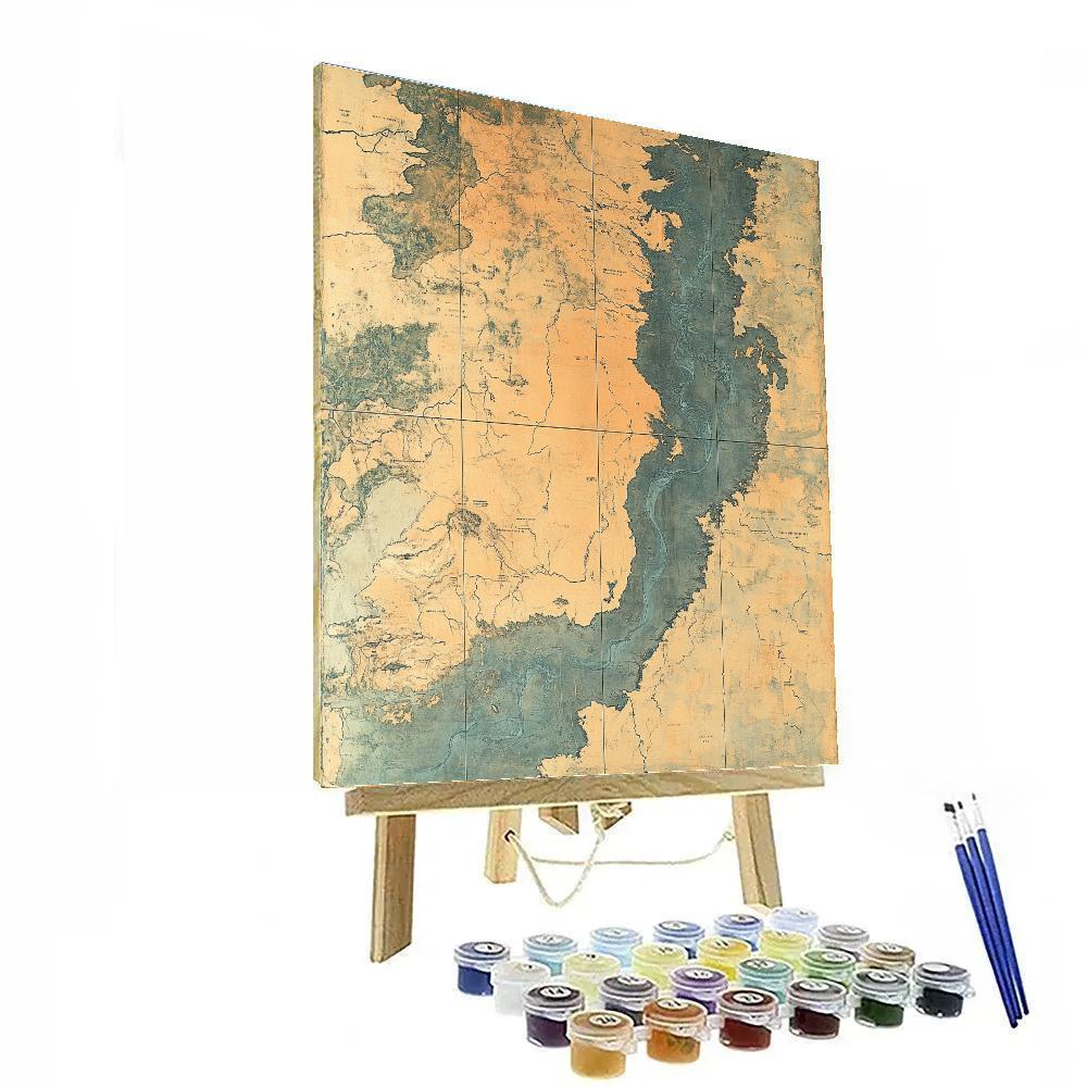 Leonardo Da Vinci Inspired River Delta Memory Map Numbered painting kits