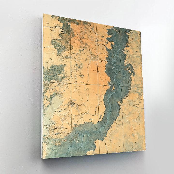 Leonardo Da Vinci Inspired River Delta Memory Map Numbered painting kits