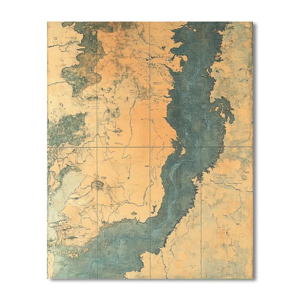 Leonardo Da Vinci Inspired River Delta Memory Map Numbered painting kits
