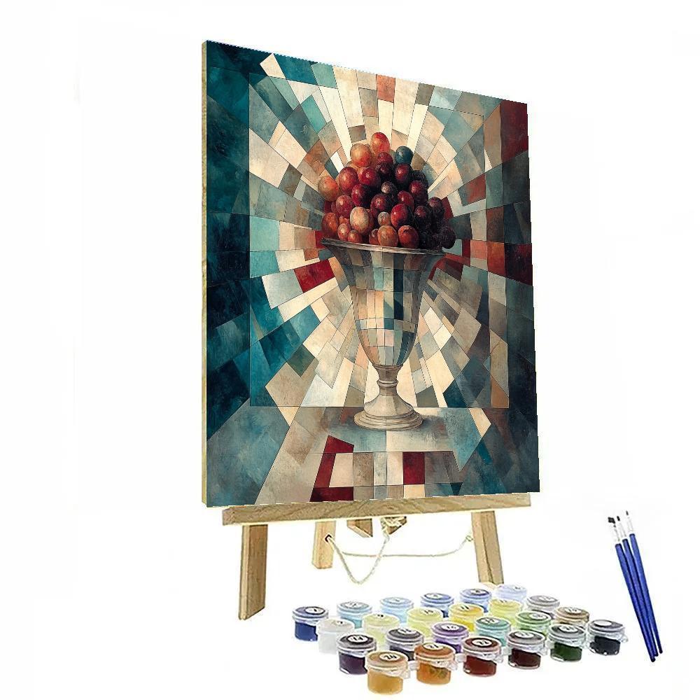 Pablo Picasso Inspired Fragmented Nebula Still Life With Vase And Fruit Painting by numbers kit