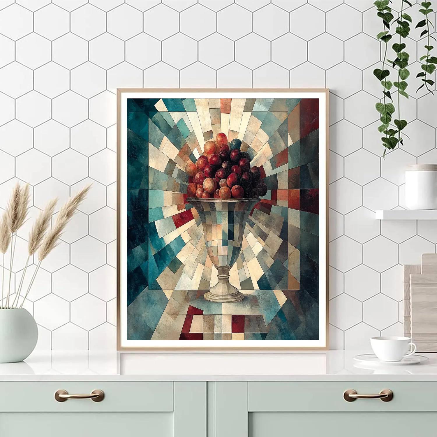 Pablo Picasso Inspired Fragmented Nebula Still Life With Vase And Fruit Painting by numbers kit