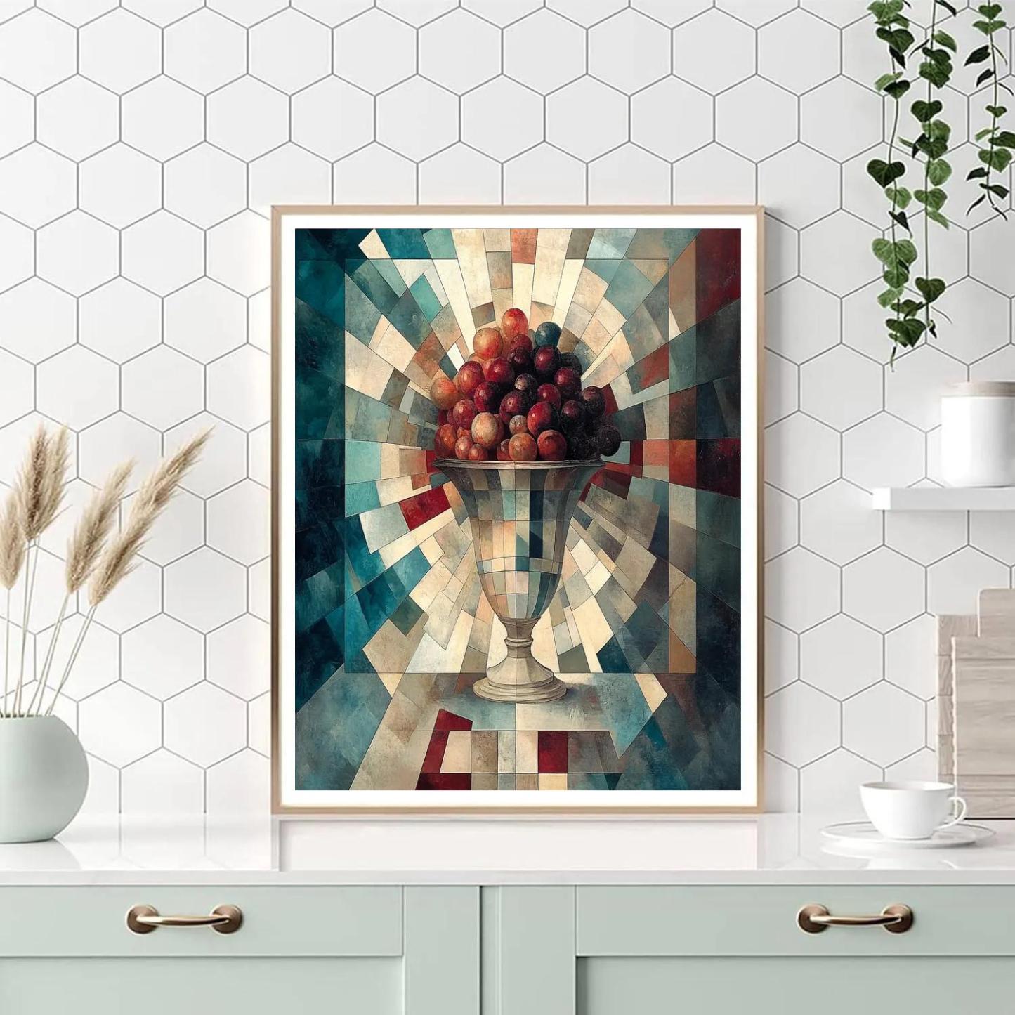 Pablo Picasso Inspired Fragmented Nebula Still Life With Vase And Fruit Painting by numbers kit